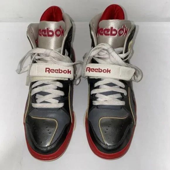 Reebok Commitment Mid RARE RETRO D Silver White Red Shark 8 Vintage